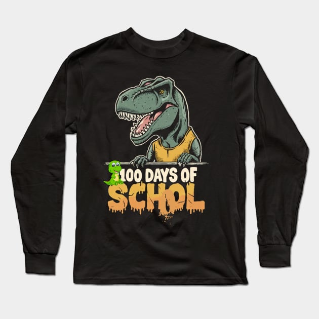 100 Days Of School, 100 Days Smarter DINOSAUR  SHIRT T-Shirt Long Sleeve T-Shirt by RACACH